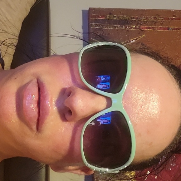 Seafoam Green Rhinestone Sunglasses - Picture 2 of 8
